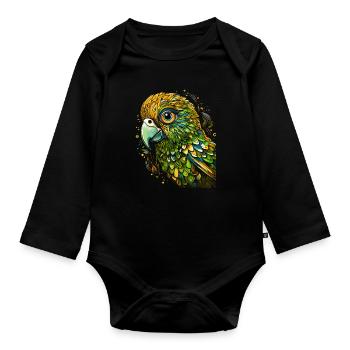 Wellensittich Sittich - Baby Bio-Langarm-Body - Schwarz - Vorne