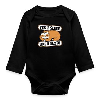 Ich Schlafe Wie Ein Faultier Folivora Braunkehlig - Baby Bio-Langarm-Body - Schwarz - Vorne