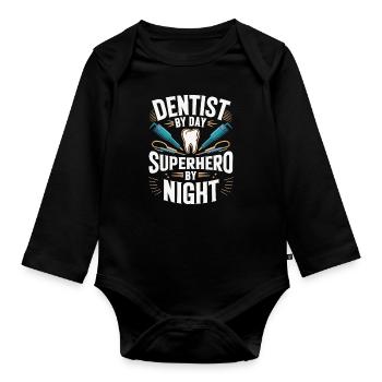 Zahnarzt Dentist - Baby Bio-Langarm-Body - Schwarz - Vorne
