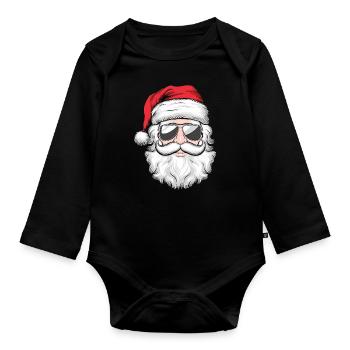 Weihnachtsmann Santa Claus Christmas Weihnachten - Baby Bio-Langarm-Body - Schwarz - Vorne