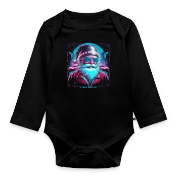Weihnachtsmann Santa Claus Christmas Weihnachten - Baby Bio-Langarm-Body - Schwarz - Vorne