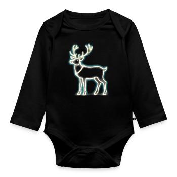 Rentier Reh Xmas Reindeer Christmas Weihnachten - Baby Bio-Langarm-Body - Schwarz - Vorne