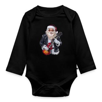 Weihnachtsmann Santa Claus Christmas Weihnachten - Baby Bio-Langarm-Body - Schwarz - Vorne