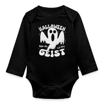 Halloween Spruch Geist, lustiges Statement Design - Baby Bio-Langarm-Body - Schwarz - Vorne