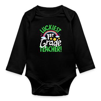 Lustiges Lehrer Lehrerinnen Geschenk - Baby Bio-Langarm-Body - Schwarz - Vorne