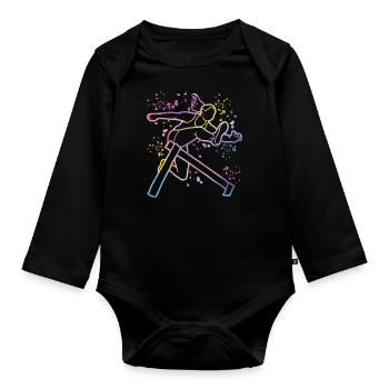 Hurdle Run Obstacle Course Kids Hurdle Run - Organic Longsleeve Baby Bodysuit - black - Front