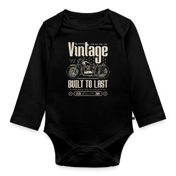 Vintage Motorrad Biker Motorrad Geburtstag 2010 - Baby Bio-Langarm-Body - Schwarz - Vorne