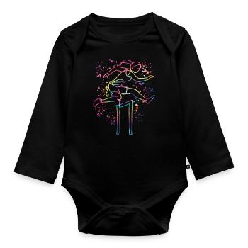 Hurdle Run Obstacle Course Kids Hurdle Run - Organic Longsleeve Baby Bodysuit - black - Front
