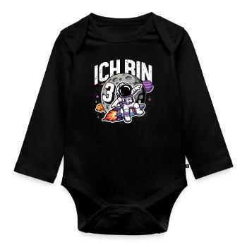 3rd Birthday Boys 3 Years Astronaut Birthday - Organic Longsleeve Baby Bodysuit - black - Front