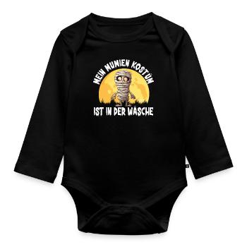 My Mummy Costume Is In The Laundry Funny - Organic Longsleeve Baby Bodysuit - black - Front