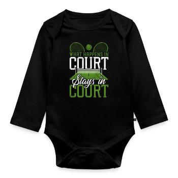 Drôle de joueur de tennis Raquette Tennis - Body Bébé bio manches longues - noir - Devant