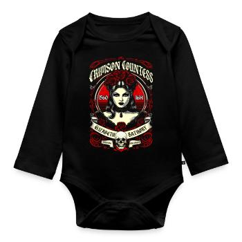 Crimson Countess Gothic Retro Vintage Bathory - Baby Bio-Langarm-Body - Schwarz - Vorne