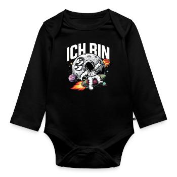 8e anniversaire garçons 8 ans anniversaire astronaute - Body Bébé bio manches longues - noir - Devant