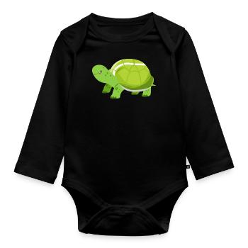 Funny Tennis Player Racket Turtle - Baby Bio-Langarm-Body - Schwarz - Vorne