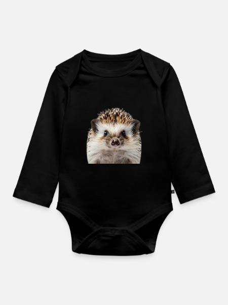 Igel - Baby Bio-Langarm-Body - Schwarz