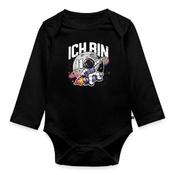 11. Geburtstag Jungen Astronaut Geburtstag - Baby Bio-Langarm-Body - Schwarz - Vorne