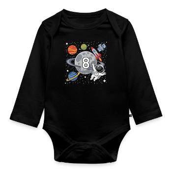 8ème anniversaire Garçons 8 ans Astronaute Anniversaire - Body Bébé bio manches longues - noir - Devant