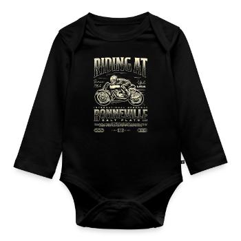 Bonneville Salt Flats Motorrad Geburtstag 1964 - Baby Bio-Langarm-Body - Schwarz - Vorne
