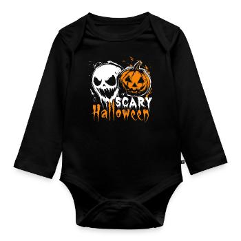 Costume de citrouille d’Halloween effrayant - Effrayant - Body Bébé bio manches longues - noir - Devant