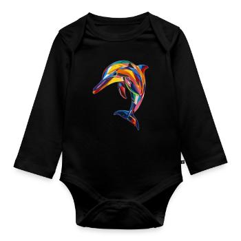Delphin - Baby Bio-Langarm-Body - Schwarz - Vorne