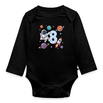 8ème anniversaire Garçons 8 ans Astronaute Anniversaire - Body Bébé bio manches longues - noir - Devant