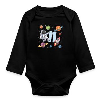 11. Geburtstag Jungen Astronaut Geburtstag - Baby Bio-Langarm-Body - Schwarz - Vorne