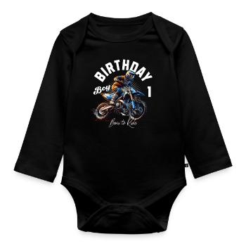 1er anniversaire de motocross - Body Bébé bio manches longues - noir - Devant