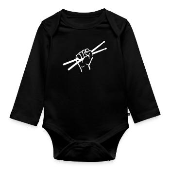 Schlagzeug Drums Drumstick Drummer Musik Band Rock - Baby Bio-Langarm-Body - Schwarz - Vorne