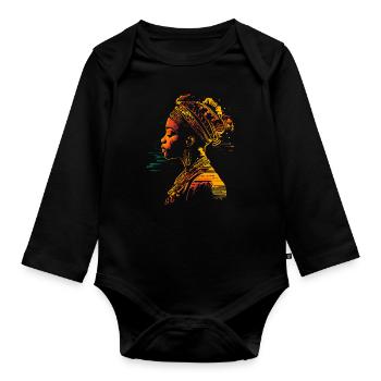 Heritage Afro American Black History Art - Organic Longsleeve Baby Bodysuit - black - Front