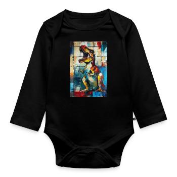 T-Rex - Organic Longsleeve Baby Bodysuit - black - Front
