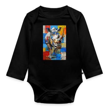 Rhinoceros - Organic Longsleeve Baby Bodysuit - black - Front