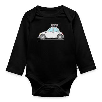 Car with suitcase on the roof in grey - Organic Longsleeve Baby Bodysuit - black - Front