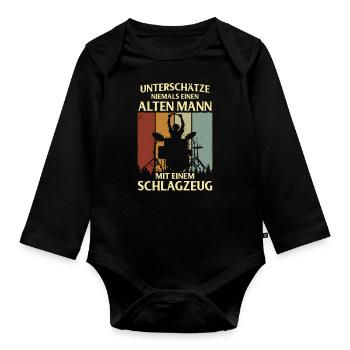 Drums Drums Drumstick Drummer Music Band Rock - Organic Longsleeve Baby Bodysuit - black - Front