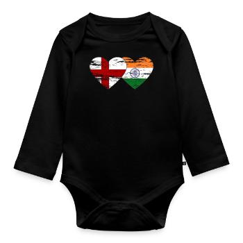 England Indien Flagge used - Baby Bio-Langarm-Body - Schwarz - Vorne