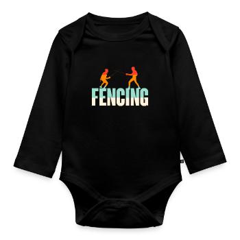 Fencing Sword Sabre Epee Fencing Gift - Organic Longsleeve Baby Bodysuit - black - Front