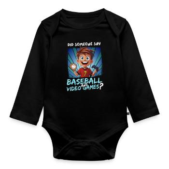 7th Birthday Baseball and Gaming for 7 Year Olds - Organic Longsleeve Baby Bodysuit - black - Front