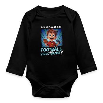 7th Birthday Football and Gaming for 7 Year Olds - Organic Longsleeve Baby Bodysuit - black - Front