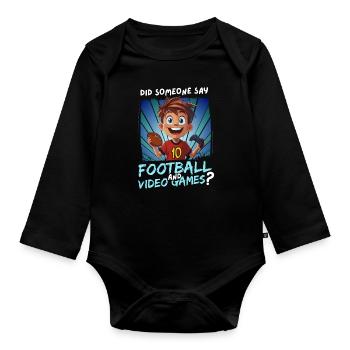 10e anniversaire Football et jeux pour les enfants de 10 ans - Body Bébé bio manches longues - noir - Devant