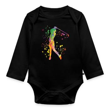 Golfer Colorsplash Golf miniature pour enfants - Body Bébé bio manches longues - noir - Devant