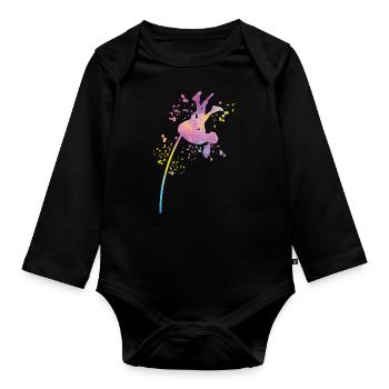 Stabhochspringer Kids Stabhochsprung - Baby Bio-Langarm-Body - Schwarz - Vorne