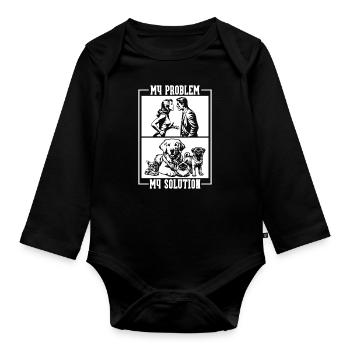 Refuge pour animaux Mon problème Mon pictogramme Papa Maman - Body Bébé bio manches longues - noir - Devant