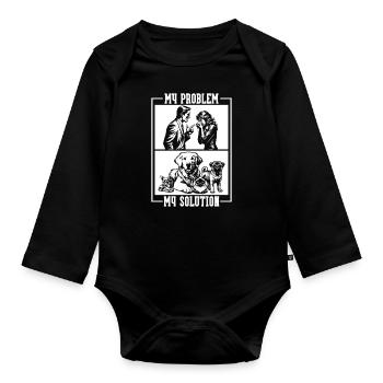 Refuge pour animaux Mon problème Mon pictogramme Maman Papa - Body Bébé bio manches longues - noir - Devant