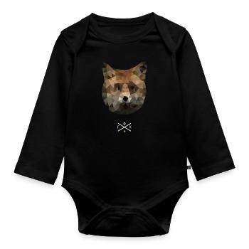 Renard Caninés Renard roux Canidés Renard amoureux Renard - Body Bébé bio manches longues - noir - Devant