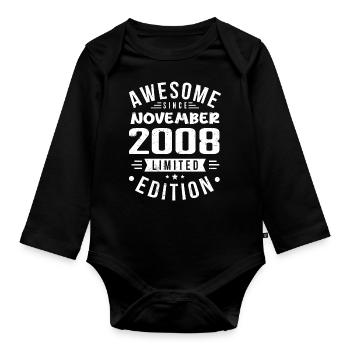 November 2008 Geschenkidee Legende November 2008 - Baby Bio-Langarm-Body - Schwarz - Vorne