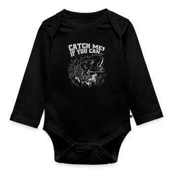 Catch me if you can – Angler Motiv - Baby Bio-Langarm-Body - Schwarz - Vorne