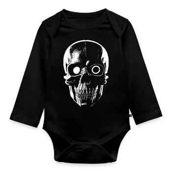 Crâne de cyborg de science-fiction - Body Bébé bio manches longues - noir - Devant