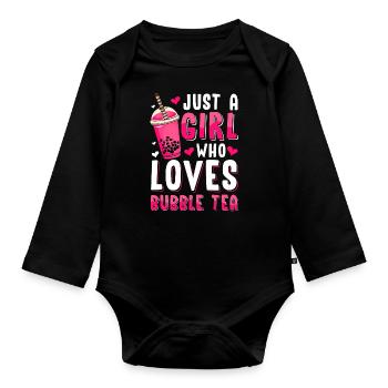 Bubble Tea Boba BubbleTea Kawaii Japan Tea Kpop - Organic Longsleeve Baby Bodysuit - black - Front