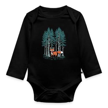 Fuchs Im Wald Cottagecore Stil - Baby Bio-Langarm-Body - Schwarz - Vorne