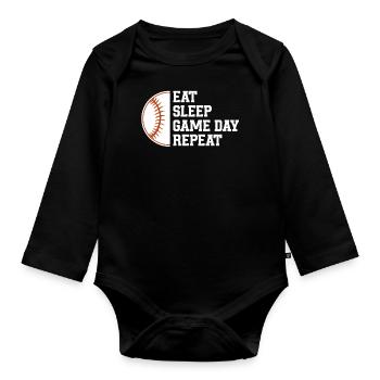 Baseball Sports Baseball Player Pitcher Catcher USA - Organic Longsleeve Baby Bodysuit - black - Front