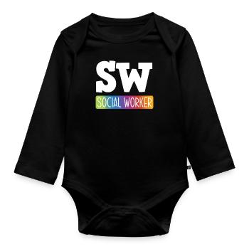 SW Sozialarbeiter Regenbogen - Baby Bio-Langarm-Body - Schwarz - Vorne